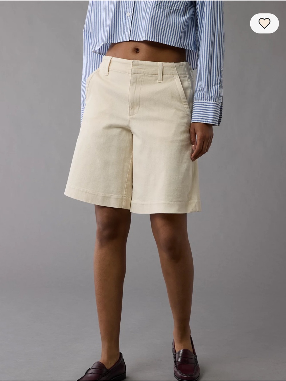 AMERICAN EAGLE Bermuda Trouser Short Cream Sz 6 Tailored Coastal Neutral